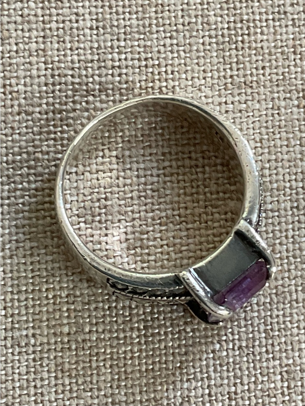 Vintage 925 Sterling Silver Amethyst Marcasite Ring Size 6 Art Deco Style - Picture 4 of 14